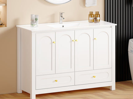 Bathroom Vanity With Sink Combo, 4 Soft Close Doors And 2 Drawers