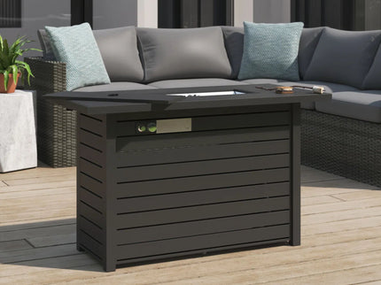 Outdoor Fire Pit Table With Lid Durable Construction - Black