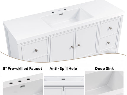 Bathroom Vanity With Separate Sink, Soft Close Doors And 4 Drawers
