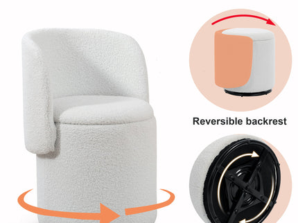 Barrel Chair & Built In Storage, 360° Swivel - Beige