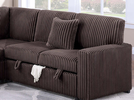 Convertible Sectional Upholstered Sleeper Sofa With Storage Chaise