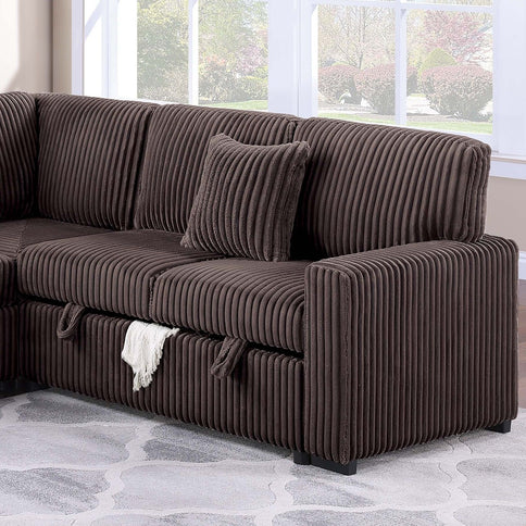 Convertible Sectional Upholstered Sleeper Sofa With Storage Chaise