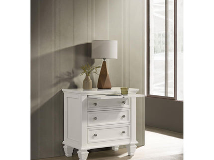Cottage 3 Drawer Nightstand With Pull Out Tray - Cream White