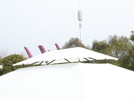 Outdoor Patio Gazebo Tent With Ventilated Double Roof And Sidewall