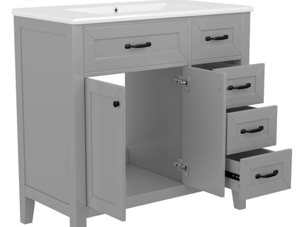 Modern Bathroom Vanity With Sink, Freestanding Design With Drawers And Doors