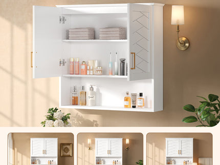 30" Bathroom Cabinet With Adjustable Shelf, Wall Mounted Medicine Cabinet - White