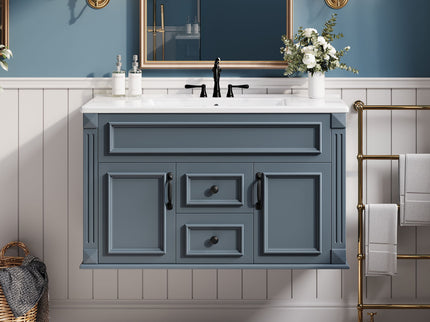 French Simple Style Wall Mounted Bathroom Cabinet With Sink
