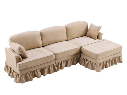 Cloud Sofa With Removable Ruffled Skirt With Ottoman And Flared Arms