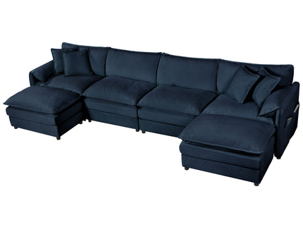 Modern Comfy Deep Seat Modular Sectional Sofa Cloud Couch With Ottoman