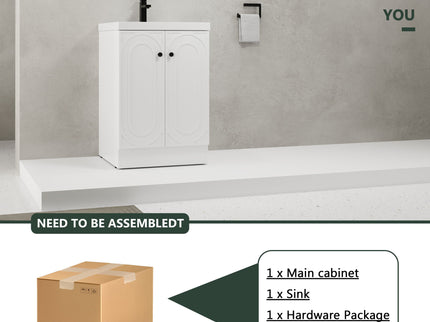Contemporary Freestanding Bathroom Vanity With Resin Sink & Soft-Close Cabinet Doors