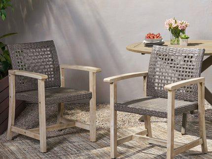 Outdoor Dining Chair Acacia Wood Frame (Set of 2)