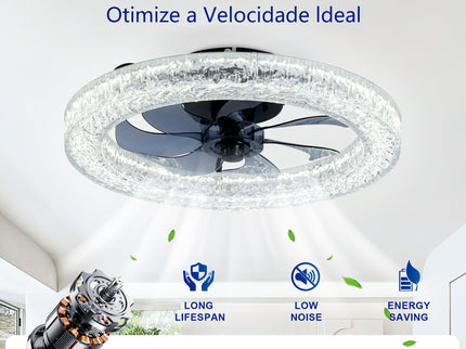 LED Light Source And Remote Control, 3000 - 6500K Dimmable Flush Mount LED Fan Light, 6 Speeds, Quiet DC Motor For Living Room - Matte Black