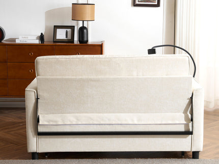 Pull-Out Sleeper Sofa With Reversible Backrest Cushion, Side Pockets, 2 USB Ports And A Phone Holder For Living Room