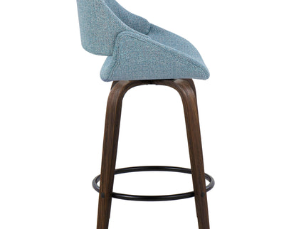 Fabrico - Mid Century Modern Fixed Height Counter Stool & Round Footrest (Set of 2)