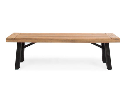 Outdoor Bench With Slat Panel Design And Acacia Wood Frame