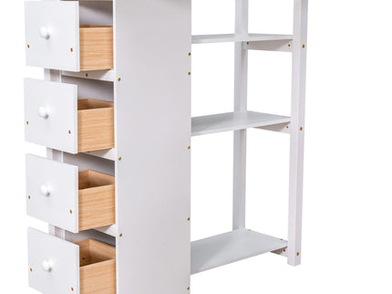 Loft Bed With Storage Drawers, Desk And Stairs With Shelves
