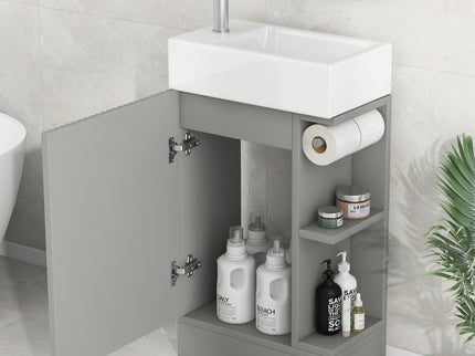 Modern Bathroom Vanity With Sink And 2 Tier Shelf