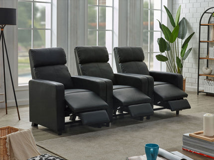 Warren - 3 Seater Reclining Home Theater - Black