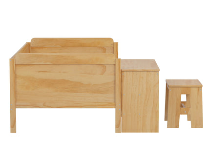 Daybed With Storage Shelves And Lockers, Multi Functional Bed With Study Desk And Matching Stool