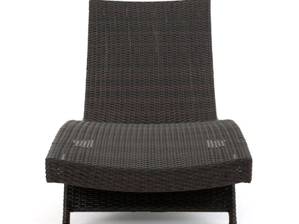 Mysticism Outdoor Chaise Lounge With Adjustable Backrest And Foldable Legs - Brown Multi