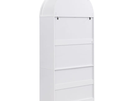 Tall Arched Top Storage Cabinet With 5 Tier Shelves, Soft Close Hinges