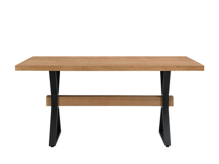 Farmhouse Style X Shaped Legs Dining Table With Metal - Natural
