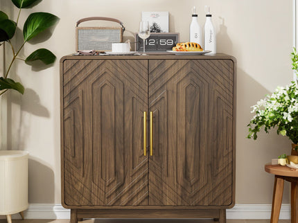 Sideboard Buffet Cabinet With Carved Doors And Adjustable Layer Board
