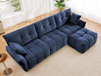 Sofa Set With Ottoman And Pillows, Textured, High Resilience Cushions