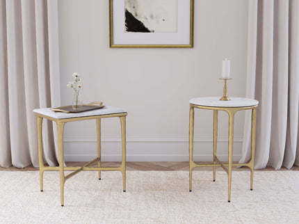 Prussia - Round Side Table - White Marble