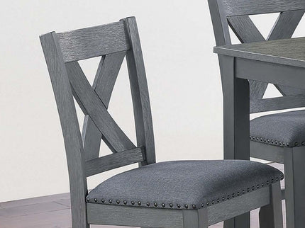 7 Piece Dining Room Furniture, Counter Height Table And 6 Chairs Set - Gray