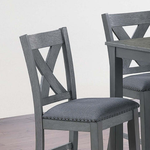7 Piece Dining Room Furniture, Counter Height Table And 6 Chairs Set - Gray