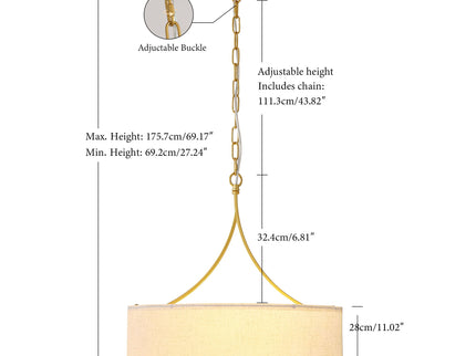3 Light Drum Pendant Light