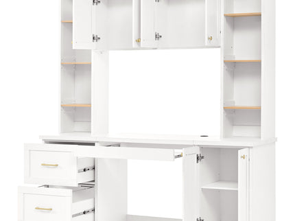 Computer Desk With Hutch, Workstation With Desk Grommet & Keyboard Tray