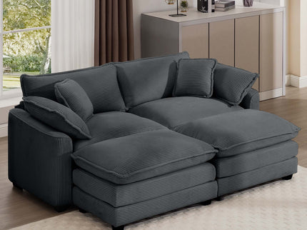 Modular Oversized Cushion Sofa With Ottoman, Low Back, Deep Seating Sofa Set