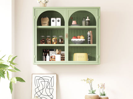 2 Door Wall Cabinet With 3 Tier Storage - Green
