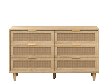 6 Drawer Storage Cabinet With For Bedroom Or Living Room - Natural