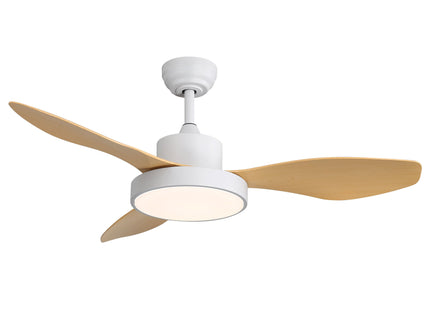 Ceiling Fan With 22W LED Light And Remote Control 6 Speeds Reversible DC Motor For Living Room - White