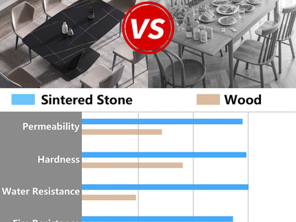 63" Artificial Stone Black Curved Black Metal Leg Dining Table - Black
