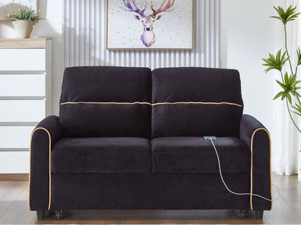 Pull Out Sofa Bed With Adjustable 3 Position Backrest, USB Charging Ports, Side Pockets