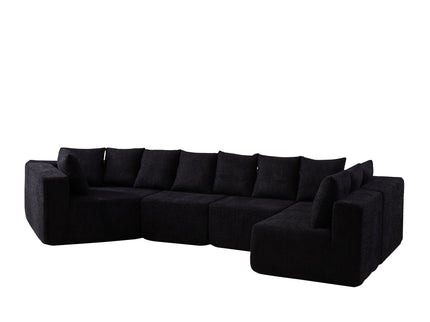 L - Shaped Modular Sofa With Deep Seat And 11 Pillows