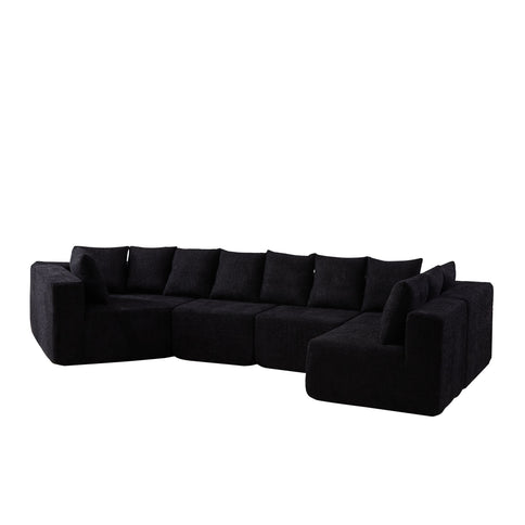 L - Shaped Modular Sofa With Deep Seat And 11 Pillows
