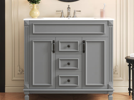 Bathroom Vanity With Top Sink, Basin On Cabinet With 2 Soft Closing Doors And 2 Drawers