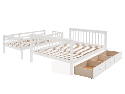 Stairway Bunk Bed With Storage And Guard Rail For Bedroom