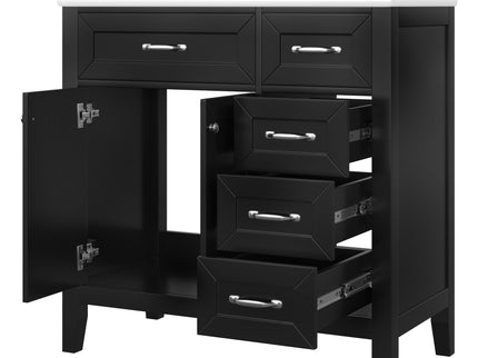 Modern Bathroom Vanity With Sink, Freestanding Design With Drawers And Doors