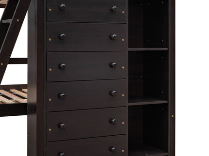 Bunk Bed With 6 Drawers And Flexible Shelves, Bottom Bed With Wheels