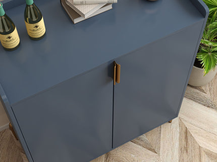 Wine Bar Cabinet With Adjustable Shelf, 2 Door Sideboard With Soft-Closing Hinges And Feet