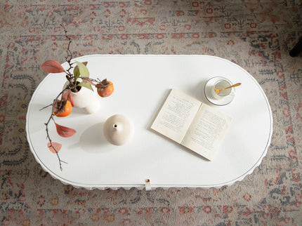 Fluted Storage Table With Lift Off Lid - Cream White