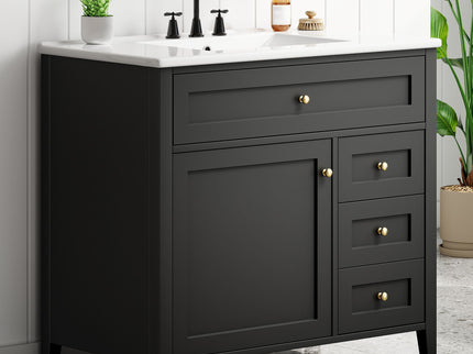 Bathroom Vanity With Sink, Cabinet With 3 Drawers And Adjustable Shelf