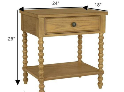 Traditional Durable Nightstand Table With Drawer And Shelf