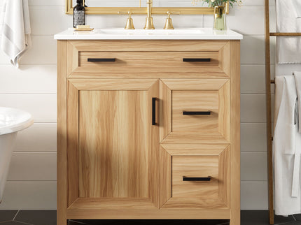 Bathroom Vanity With Sink, 2 Soft Close Drawers, 1 Soft Close Door, Adjustable Shelf